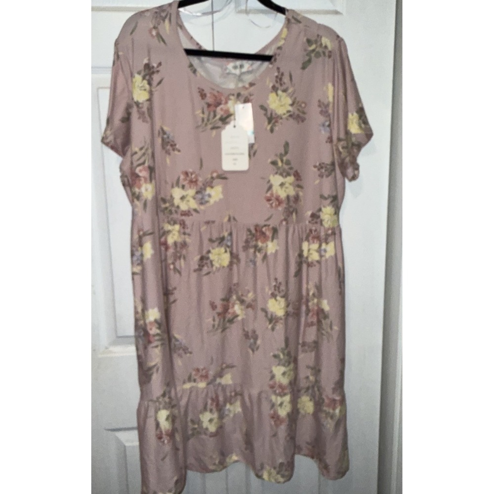 Pink Rose Tiered Babydoll Dress 3x Her Cottagecore